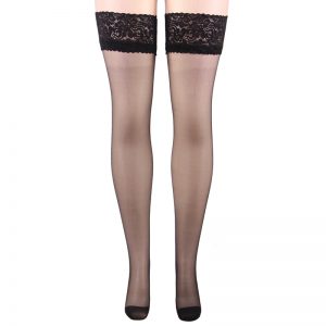 Black Thigh High Flower Lace Stocking